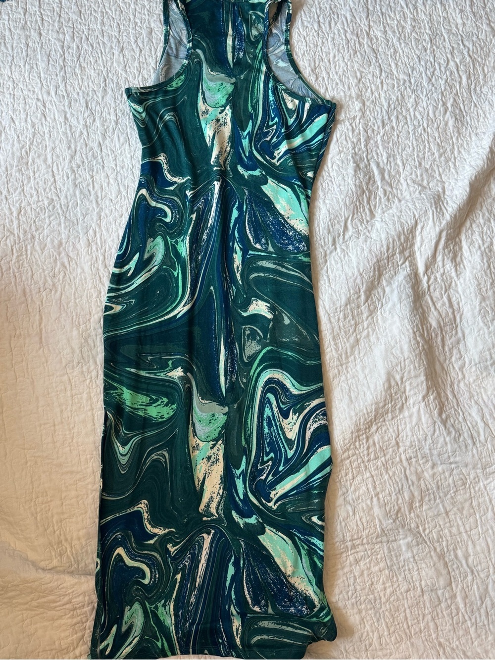 Heart Hips Teal and Navy Swirl Maxi Dress - Picture 3 of 6